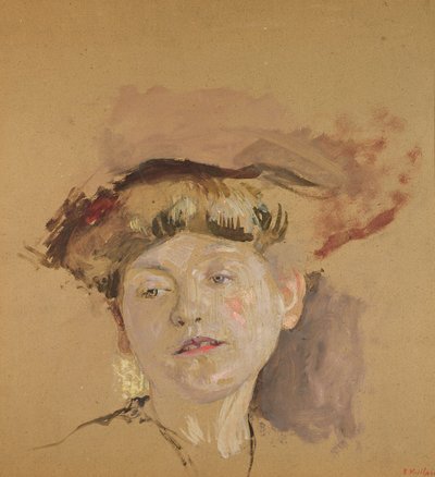 金发模特（纸上油） 作者 Edouard Vuillard